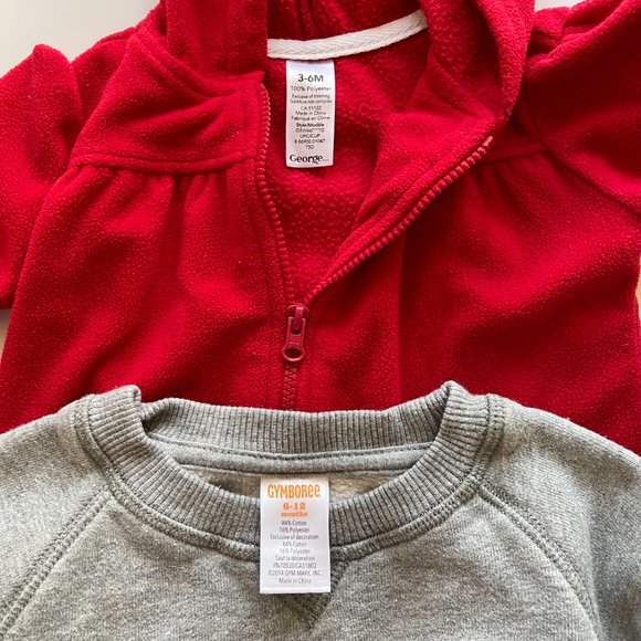 2 warm tops: Zip hoodie with panda ears and Fleece sweatshirt, great condition - Picture 3 of 3